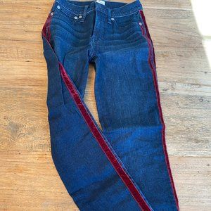 J.Crew Woman's Size 24 Dark Jeans with red velvet stripes